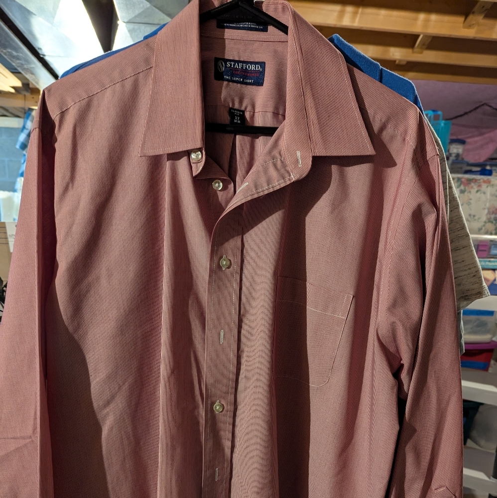 Stafford Men's Red Stripe Shirt size 17